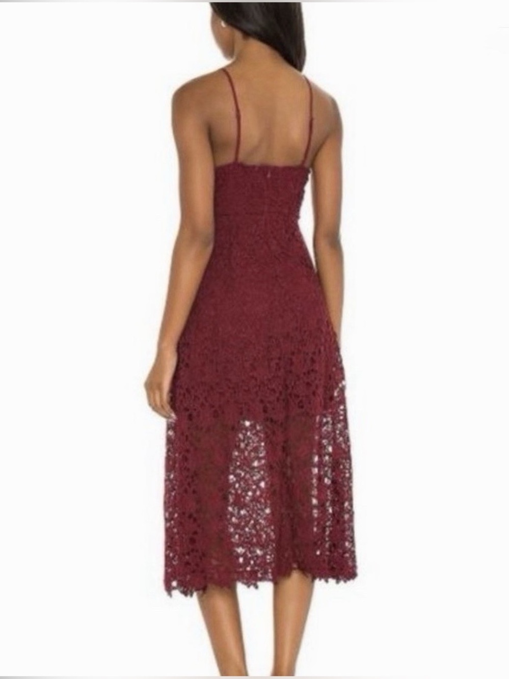 ASTR The Label Burgundy Floral Lace Midi Dress Size M Revolve Wedding Guest EUC - Picture 2 of 8